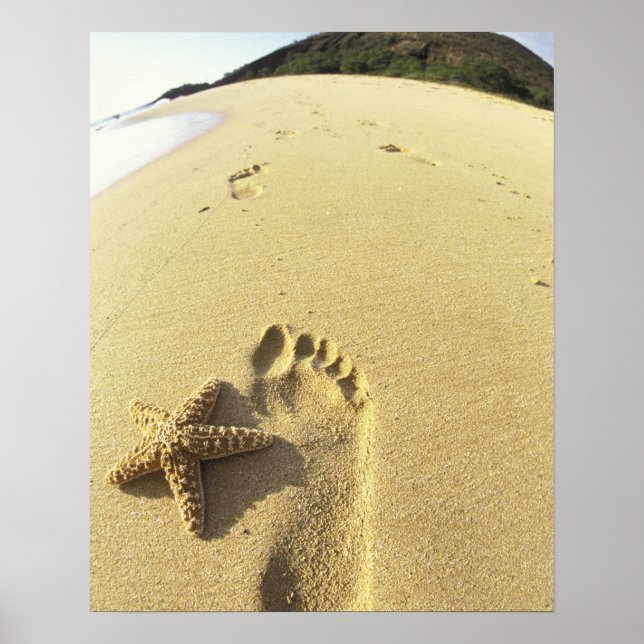 Póster EE.UU., Hawaii, Maui, Makena Beach, Footprint y (Frente)
