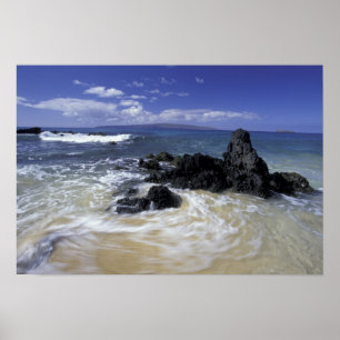 Póster EE.UU., Hawaii, Maui, Maui, Makena Beach, Surf on