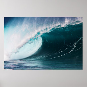 Póster EE.UU., Hawaii, Oahu, grandes olas