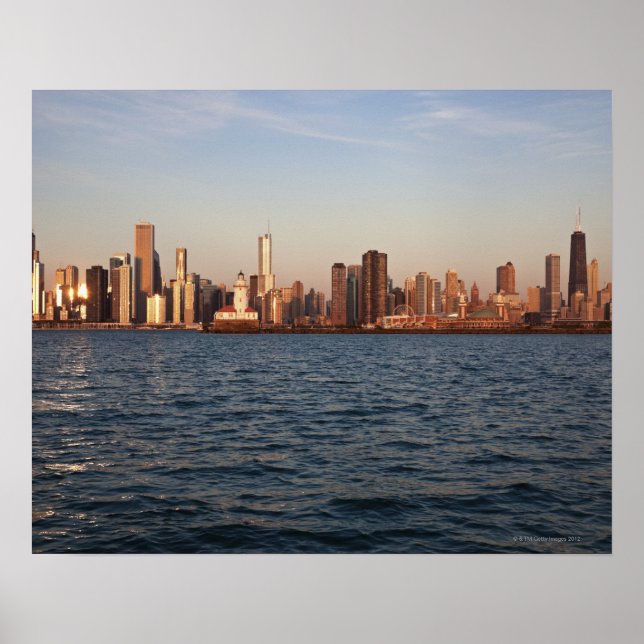 Póster EE.UU., Illinois, Chicago, City sobre el lago (Frente)