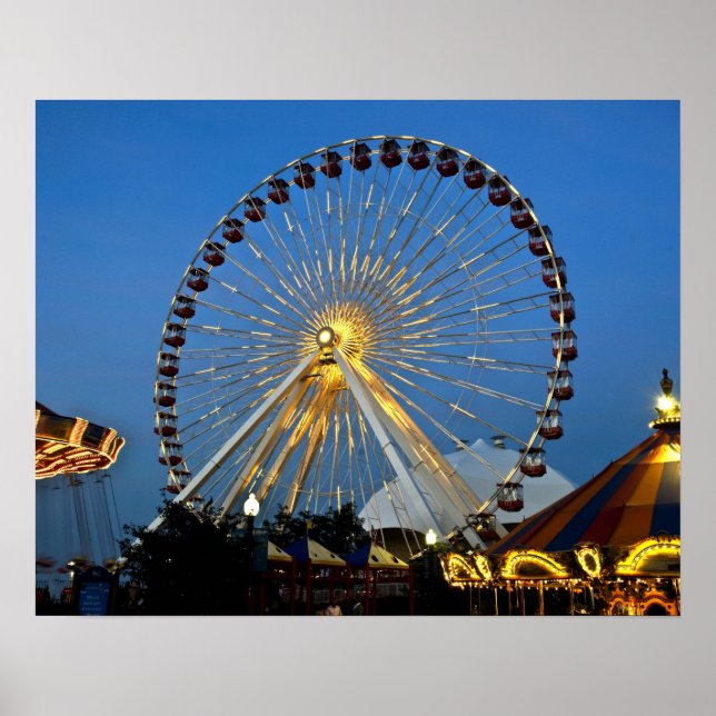 Póster EE.UU., Illinois, Chicago, Cityscaps, Luz (Frente)