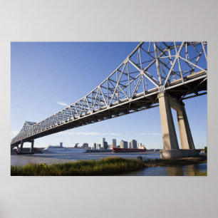 Póster EE. UU., Luisiana, Nueva Orleans. Horizonte desde