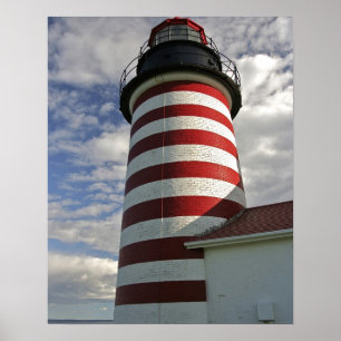Póster EE. UU., Maine, Lubec. Faro de West Quoddy Head