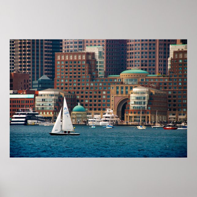 Póster EE. UU., Massachusetts. Horizonte de la costa de B (Frente)