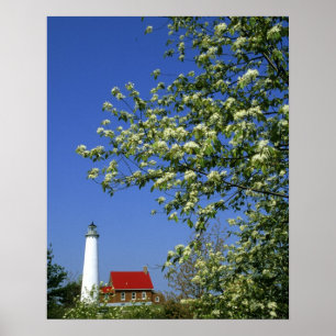 Póster EE. UU., Michigan, East Tawas. Faro de Tawas con
