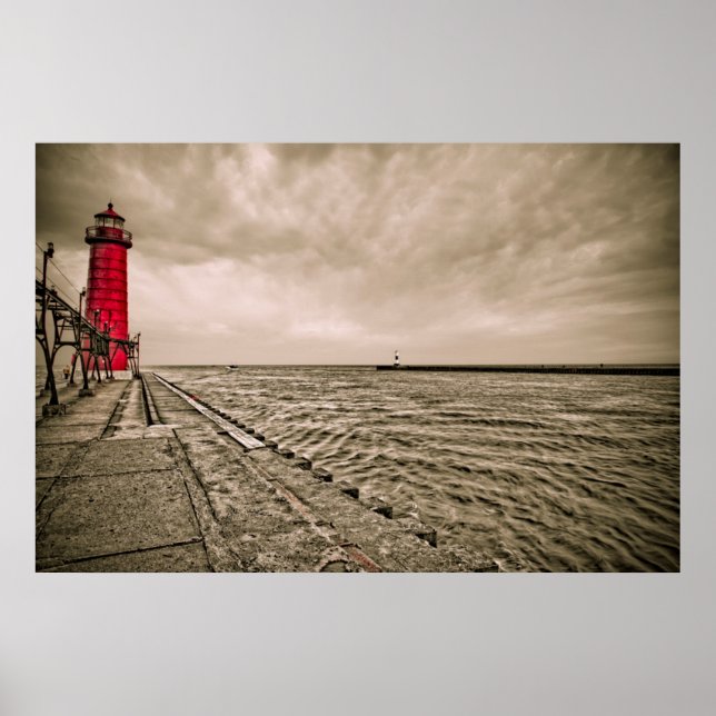 Póster EE. UU., Michigan, faro de Grand Haven (Frente)