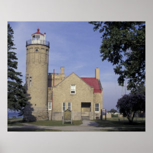 Póster EE. UU., Michigan Faro de Old Mackinac Point
