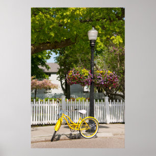Póster EE. UU., Michigan, Isla Mackinac. Bicicleta amaril