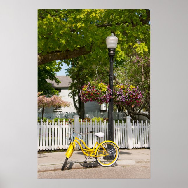 Póster EE. UU., Michigan, Isla Mackinac. Bicicleta amaril (Frente)