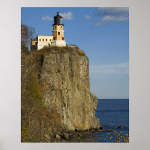 Póster EE. UU., Minnesota. Faro Split Rock en lago