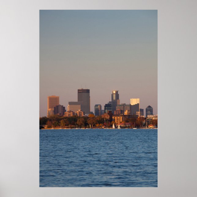 Póster EE. UU., Minnesota, Minneapolis, horizonte de la c (Frente)