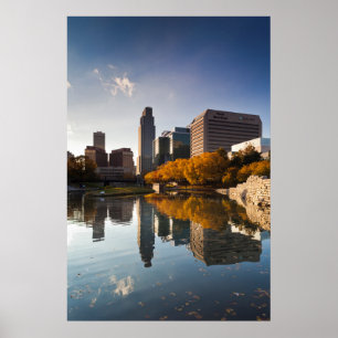 Póster EE.UU., Nebraska, Omaha, Gene Leahy Mall, Skyline