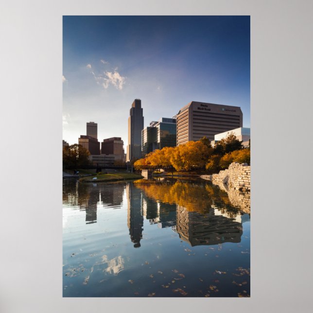 Póster EE.UU., Nebraska, Omaha, Gene Leahy Mall, Skyline (Frente)