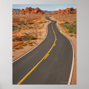 Póster EE.UU., Nevada, Valle del Fuego, camino desierto