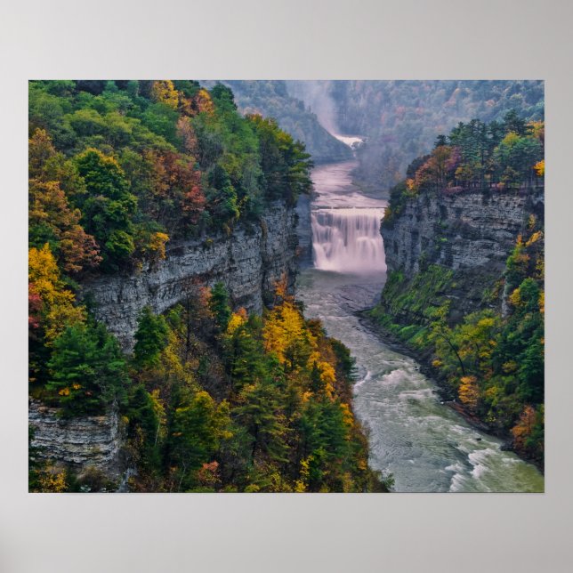 Póster EE. UU., Nueva York, Parque Estatal Letchworth. Rí (Frente)