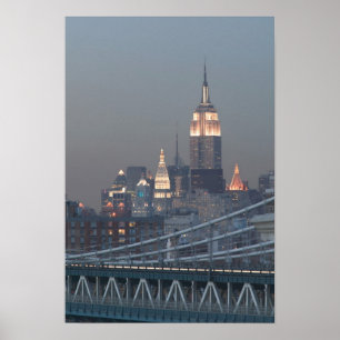 Póster EE. UU., Nueva York, vista del puente de Manhattan