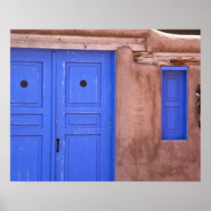 Póster EE. UU., Nuevo México, Santa Fe. Vista de puerta a