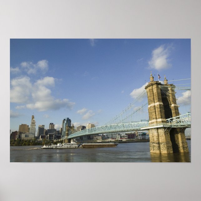 Póster EE. UU., Ohio, Cincinnati: Roebling Suspension 2 (Frente)