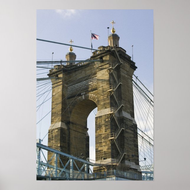 Póster EE. UU., Ohio, Cincinnati: Suspensión Roebling (Frente)