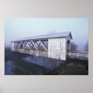 Póster EE. UU., Oregón. El puente cubierto de Gilkey se e