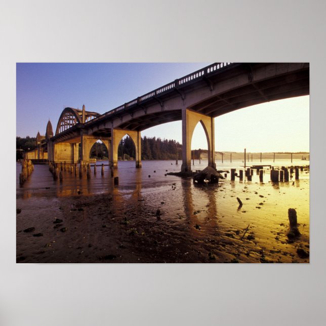 Póster EE. UU., Oregón, Florence. Puente Siuslaw y (Frente)