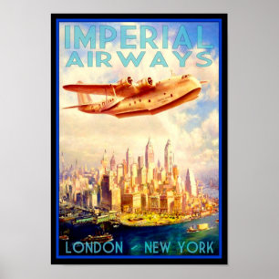 Póster " EE.UU./Reino Unido: 1950 Nueva York - Aerolíneas