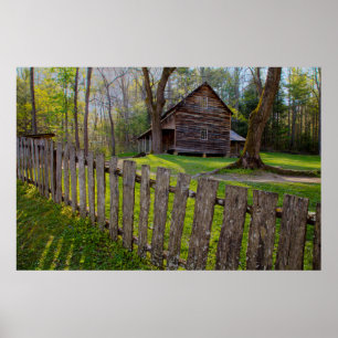 Póster EE. UU., Tennessee, cabaña en Cades Cove