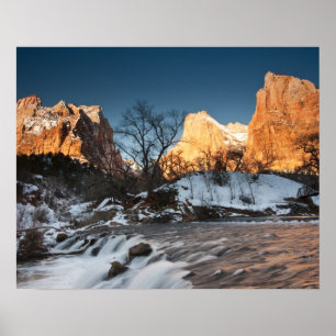 Póster EE. UU., Utah, Parque Nacional Zion. Amanecer en l