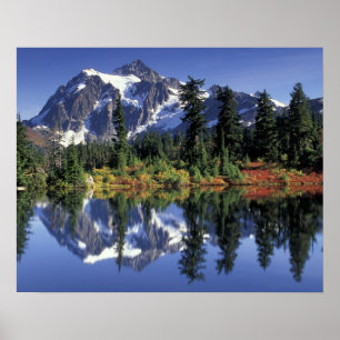 Póster EE. UU., WA, Heather Meadows RA. Monte Shuksan en