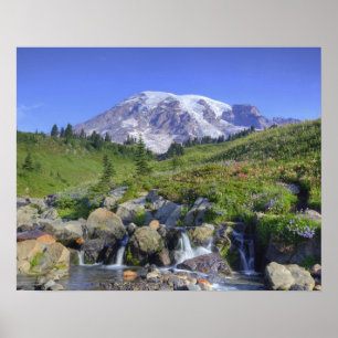 Póster EE. UU., Washington, Mt. Rainier NP, Mt. Rainier y