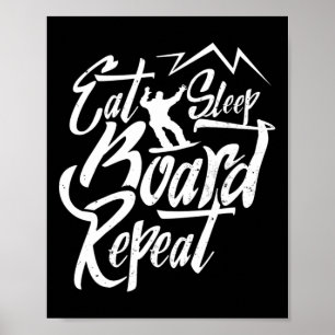 Póster Eee Sleep Board Repetir Snowboarder Snowboarding S