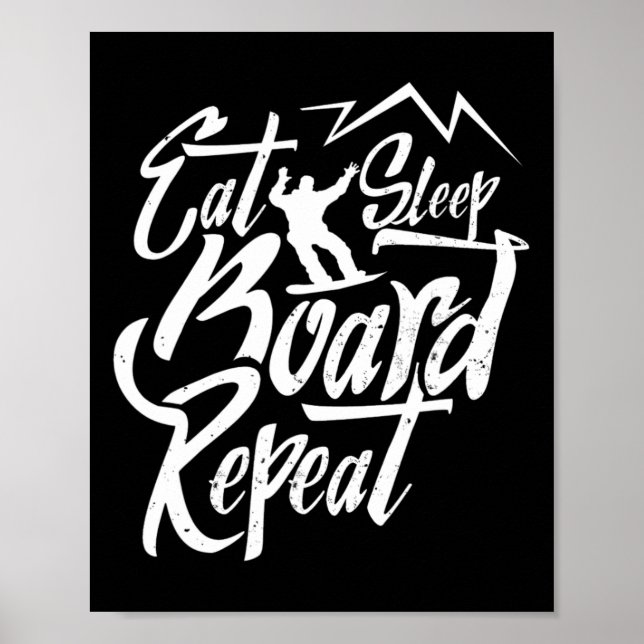 Póster Eee Sleep Board Repetir Snowboarder Snowboarding S (Frente)