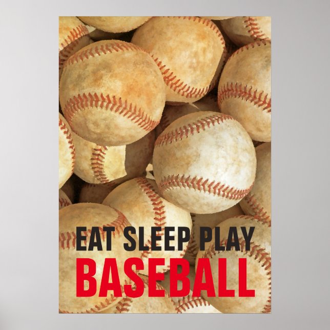 Póster Eee Sleep Play Baseball Inspirador (Frente)