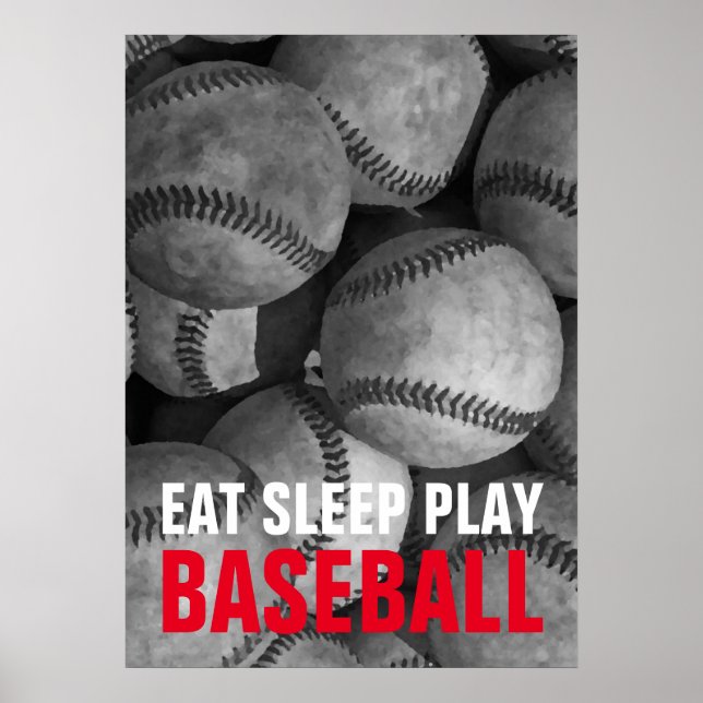Póster Eee Sleep Play Béisbol Negro y Blanco (Frente)