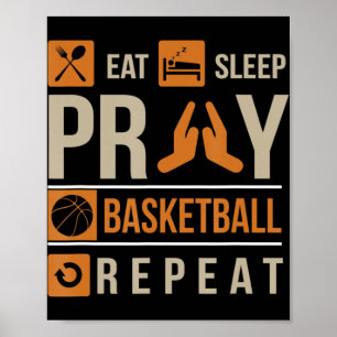Póster Eee Sleep Pray Basketball Repetir atleta católico