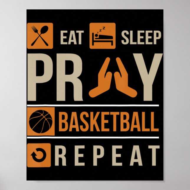 Póster Eee Sleep Pray Basketball Repetir atleta católico (Frente)