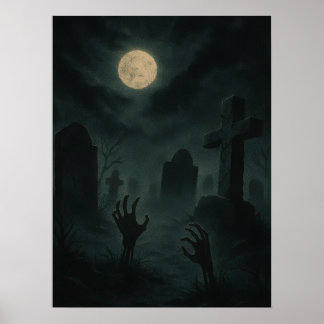 Póster Eerie Zombie Graveyard