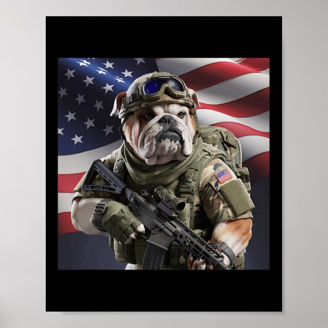 Póster Eeuu America Patriot Bulldog As Commando (Frente)