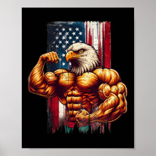 Póster Eeuu American America Flag Bodybuilding Bodybuilde