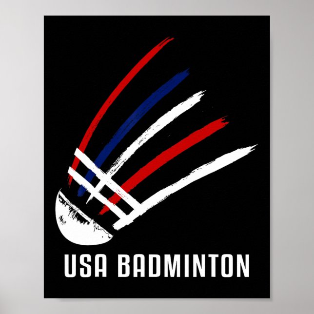 Póster Eeuu Badminton Shuttle Azul Blanco Rojo (Frente)