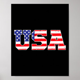 Póster Eeuu - Bandera Patriótica Estadounidense 4 De Juli