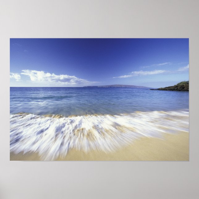 Póster EEUU, Hawaii, Maui, Surf llegando a Makena (Frente)