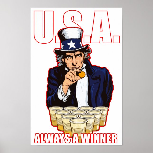 Póster "EEUU: Siempre un ganador" Beer Pong Poster (Frente)