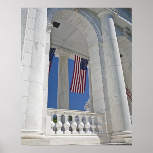 Póster EEUU, VA, Arlington. Las banderas estadounidenses  (Frente)