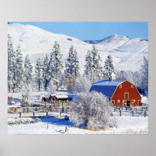 Póster EEUU, Washington, Methow Valley, Barns en