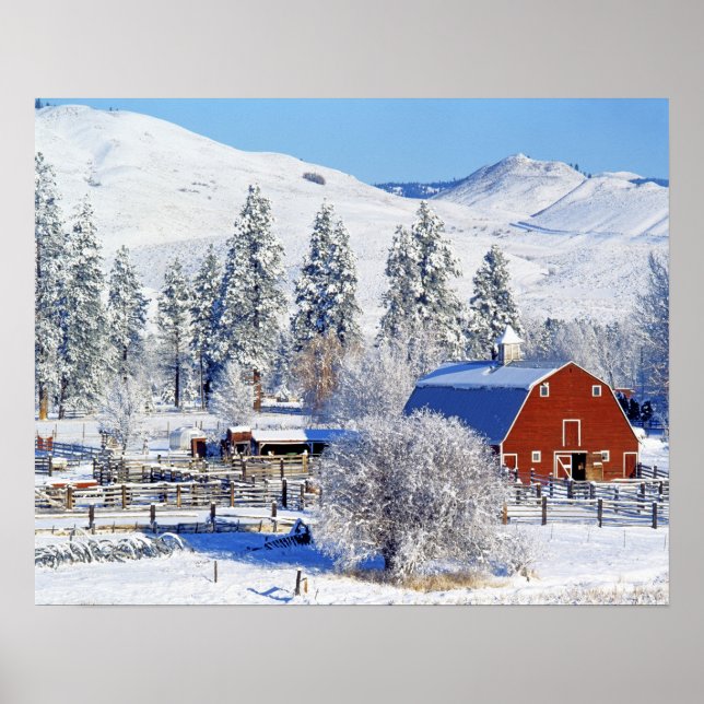 Póster EEUU, Washington, Methow Valley, Barns en (Frente)