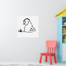 Eeyore mira a su Poster blanco y negro de cola