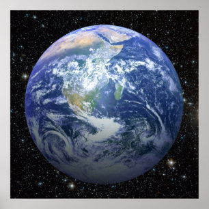 Póster Efecto 3D - La Tierra Entre Las Estrellas