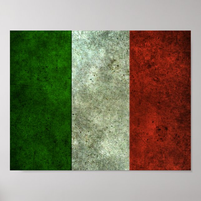 Póster Efecto de acero de la edad de la bandera italiana (Frente)