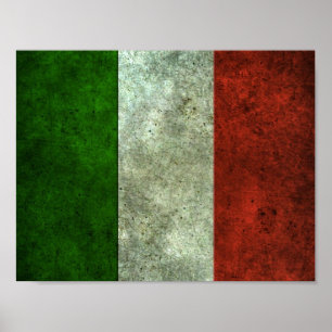 Póster Efecto de acero envejecido bandera italiana